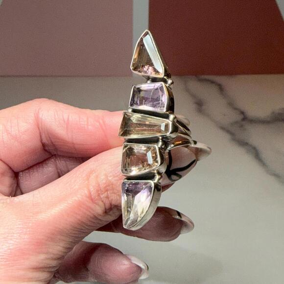 Ametrine Sterling Silver Ring: Multi-Stone Design - Picture 5 of 9